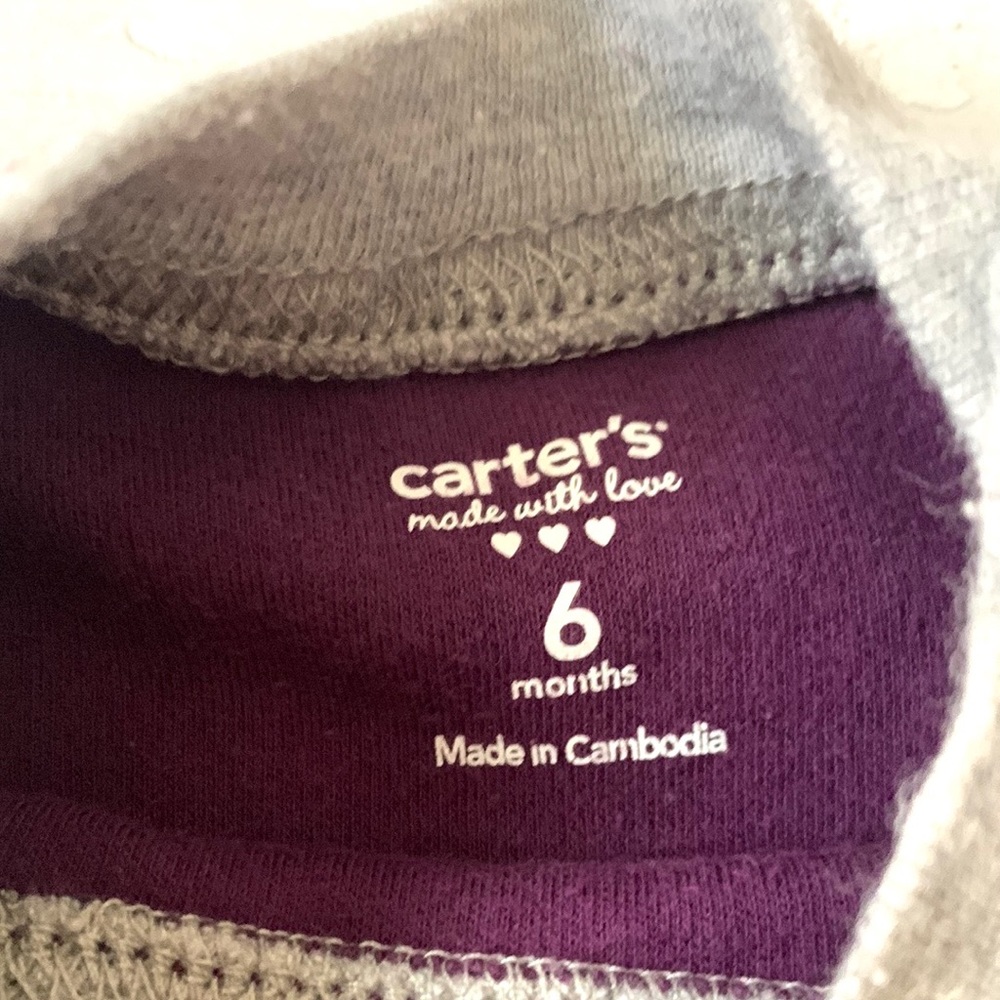 Carters 6m Baby Boy Football Outfit Daddy’s Draft Pick Purple Onesie Gray Pants - Picture 4 of 4
